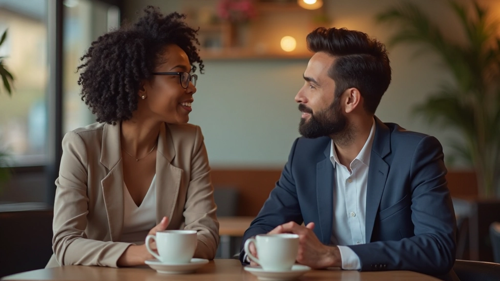 Professional consulting session showing two people engaged in meaningful dialogue